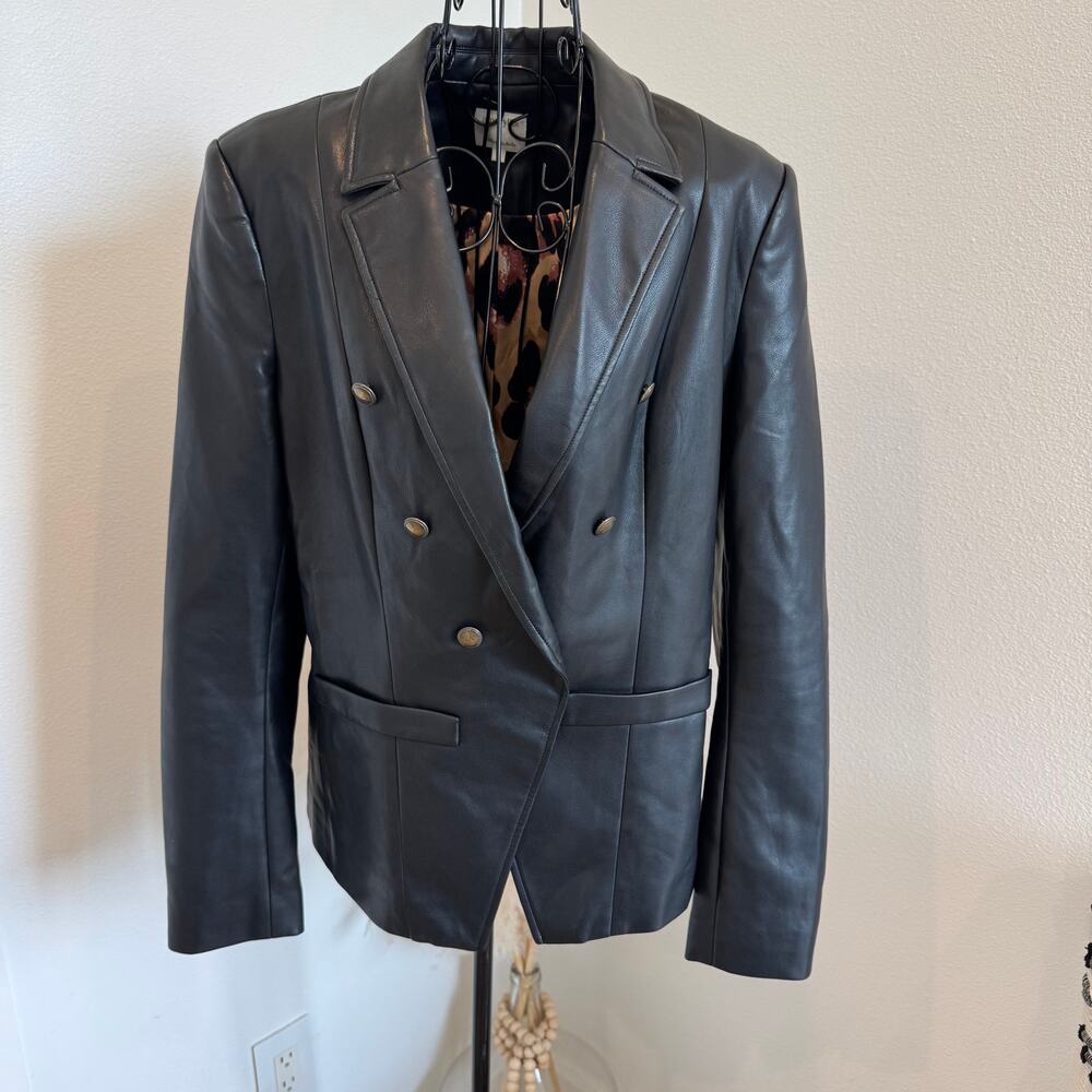 Amaryllis x Ashlee Nichols Black Faux Leather Blazer Jacket Medium
